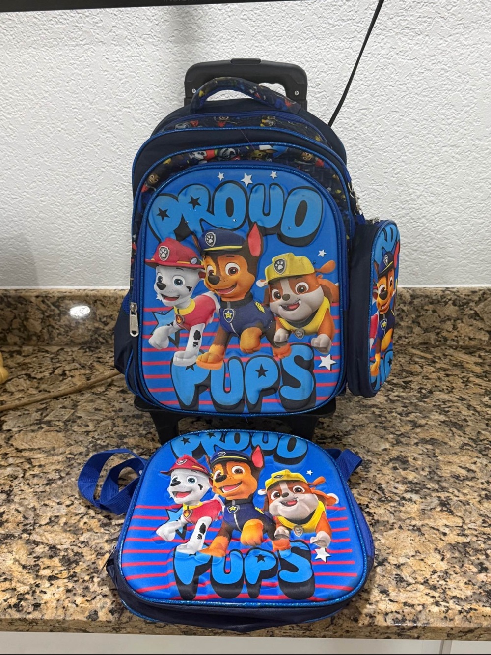 Paw Patrol Blue Rolling Backpack and Matching Lunch Bag Set